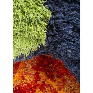 Tapisserie murale bohème abstraite en laine dorée et soie de bambou, motif végétal, décoration artistique - Product Image 2