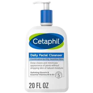 Cetaphil Face Wash, Daily Facial Cleanser for Sensitive, Combination to Oily Skin, NEW 20 oz, Gentle Foaming, Soap Free