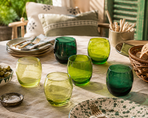 Drinkware Set of 6pcs Glasses 40,5 cl (13.7 fl oz) Green Shades Sprayed Glass Modern Contemporary Design Santiago by Excelsa - Product Image 3