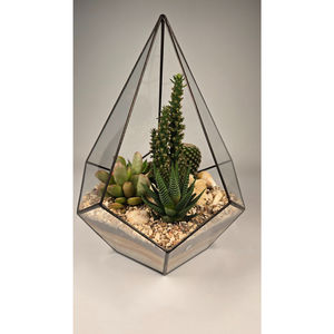 Vase en verre géométrique fait à la main avec cadre doré, planteur en cristal décoratif pour mariage, décoration de la maison, table, succulentes - Product Image 4