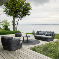 Ensemble de canapés de jardin en rotin, ensemble de canapé et table basse d'extérieur, mobilier de patio, canapé en rotin imperméable pour hôtel et villa