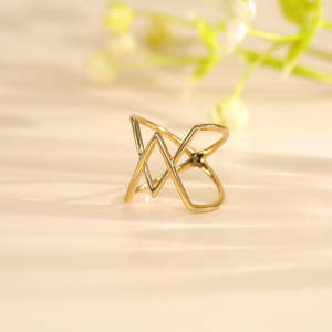 18k Gold Plated <b>Moon</b> Princess Cut Opening <b>Ring</b> for Women-Trendy Anniversary Gift - Product Image 1