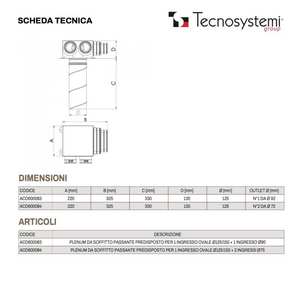 Plenum de Techo Tecnosystemi para HVAC con Entrada Ovalada para VMC 1 para Sistemas de Ventilación - Product Image 2