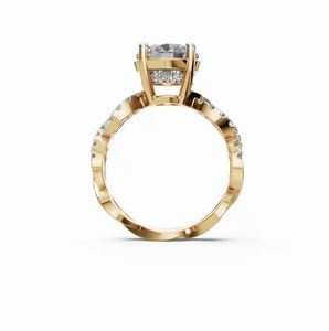 Bague de fiançailles en diamant Love Gold & Sterling Silver Moissanite pour les fêtes de mariage ou d'anniversaire Exportation directe de l'Inde - Product Image 4