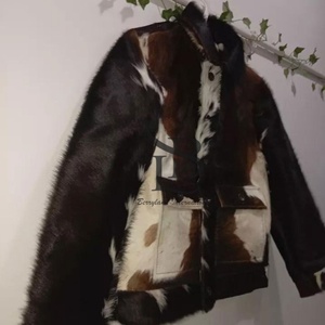 Chaquetas transpirables de cuero de vaca con cuello levantado para hombre, chaquetas informales de cuero de vaca con cremallera para hombre, ajustadas - Product Image 4