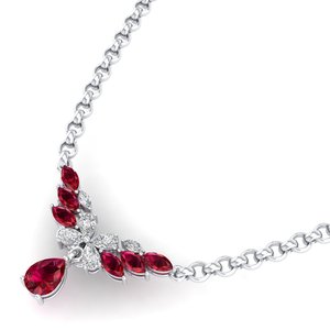 REYES Minimaliste Fine Jewelry Poire Cut 2.75 Carat Rubis Gemstone Pendentifs Dernier Design Pendentifs Moissanite en Argent Sterling 925 - Product Image 3