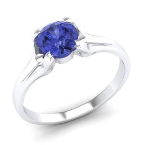 Anillos de Tanzanita de Corte Brillante Redondo de Plata de Ley 925 REYES con 0.84 Ct, Joyería de Regalo de Boda Personalizada para Mujer - Product Image 2