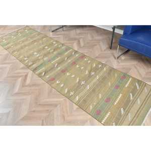 Turkish 2.7x10.1 ft <b>Runner</b> <b>Rug</b>, Vintage <b>Rug</b>, Kilim Brown Floral <b>Rug</b> - Product Image 5