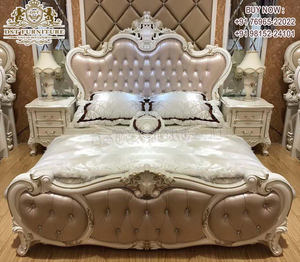 Muebles de dormitorio tallados a mano de estilo europeo, conjunto de dormitorio de lujo de estilo francés, aspecto cremoso, elegante - Product Image 5
