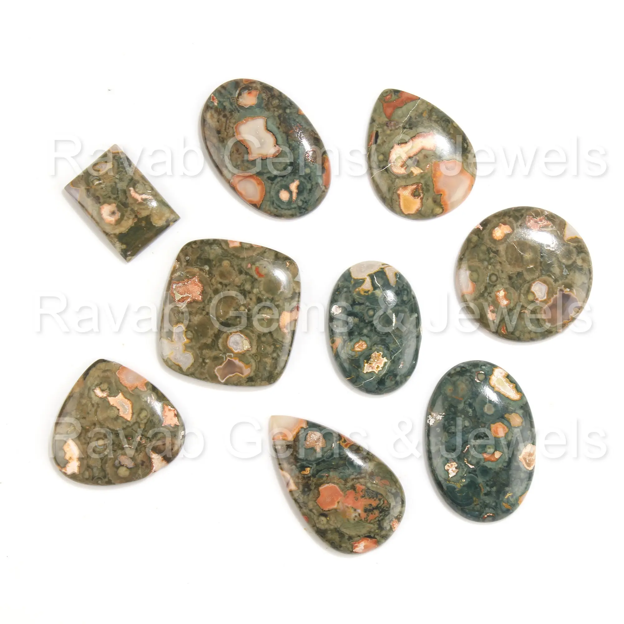 High Polished Natural Ocean Jasper Smooth Mix Shape Loose Gemstone Lot Cabochons For Making Jewelry Wholesale Per Gram Price