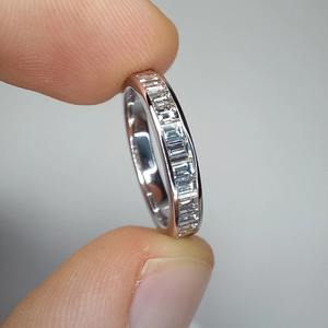 D Color Baguette Cut Lab Grown Diamonds Wedding <b>Ring</b> Beautiful Sterling Silver Eternity <b>Ring</b> for <b>Men</b> Women Gift for Her - Product Image 5