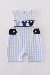 Mameluco azul marino Jonjon para bebé con bordado de personajes personalizados, atuendo infantil, ropa de algodón para bebé hecha a mano por el fabricante - Product Image 2