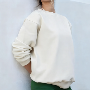 Personalizado de las mujeres de algodón sólido suave cómodo cuello redondo pulóver de manga larga clásico polar bordado sudaderas con capucha - Product Image 3