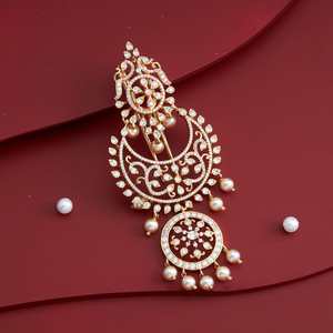 Broche de Pelo de Circonita 185638, Bonito Broche de Cobre Plateado con Cristales de Diamantes de Imitación y Perlas Esmaltadas para Regalos de Boda - Product Image 2