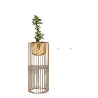Lot de 4 jardinières blanches avec support en métal doré Pot de fleurs avec support Pots de fleurs modernes uniques d'intérieur avec support de plantes en or