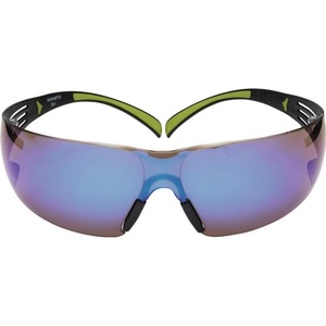 3M SecureFit SF400 Safety <b>Glasses</b> Blue <b>Polycarbonate</b> Lenses Black/Green Temples EN 166 & EN 172 - Product Image 1