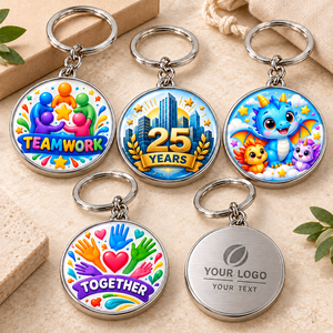 Llaveros Metálicos Personalizados con Domo de Epoxi a Todo Color, con Logotipo y Texto, para Regalos Corporativos, OEM, ODM - Product Image 1