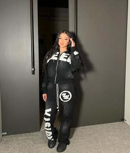 Survêtement streetwear personnalisé grande taille fermeture éclair complète éponge française 100% coton Broderie dégradée 450GSM Hoodie - Product Image 3