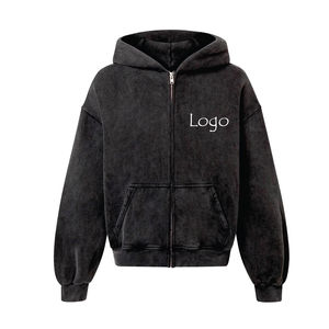 Sweats à capuche zippés Blank Boxy Full Face Zipper Surdimensionné Custom Basics Cotton Blended Men's Hoodies Fleece Cotton Sweatshirts - Product Image 2
