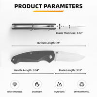Couteau de poche pliable portable pour l'extérieur, lame en acier 3CR13, manche G10, couteau de survie pour le camping, la randonnée, cadeau de vacances