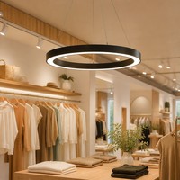 Lustre LED pour boutique de mode, éclairage circulaire de bureau, luminaire suspendu LED rond de 600 mm, style élégant pour magasin