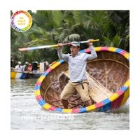 Bateau rond en bambou Coracle Mini Boat, poteau en bambou Thuyen Thung Vietnam, bateau à roulettes, vente à prix direct usine compétitif