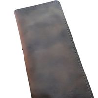 Dompet Panjang Kulit Premium Abu-abu Distressed untuk Pria, Dompet Lipat Tipis dari Kulit Sapi Asli, Tempat Kartu, Organizer Perjalanan Buatan Tangan, Clutch