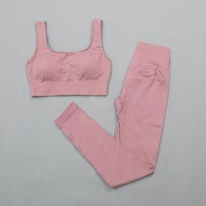 Femmes Active Stretch Gym Fitness 2 pièces Yoga costume respirant Sport soutien-gorge bout à bout Scrunch Shorts pour la course vêtements d'entraînement dames - Product Image 4