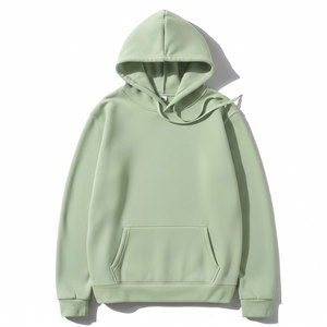Sweat à capuche pour homme vert menthe uni avec poche kangourou, poignets côtelés, coupe décontractée, personnalisable OEM, vente en gros - Product Image 1