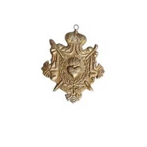 Milagros en métal finition antique dorée, motif cœur sacré et oiseau, à suspendre, pour décoration murale, cadeau et décoration catholique - Product Image 5