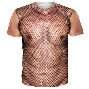 Men's Funny Muscle Body 3D Printed Short Sleeve T-<b>Shirt</b> Designer Streetwear with <b>Ugly</b> Chest Hair Plus Size Top Tees Clothing - Product Image 2