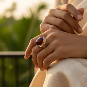 Anillo de Plata 925 para Mujer con Piedra Preciosa de Cornalina, Elegante Joya para Regalo - Product Image 2