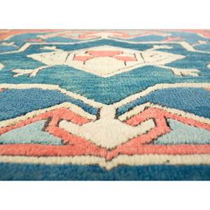 Alfombras Geométricas de Lana Nuray Anudadas a Mano en Rojo y Naranja para Decoración de Sala de Estar Juvenil o Pasillo, Tamaño 9x12 - Product Image 3