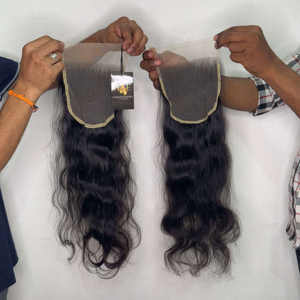 Peluca frontal con cierre de encaje HD pelo virgen indio crudo pelo suave ondulado hecho en India a precio de fábrica al por mayor - Product Image 2