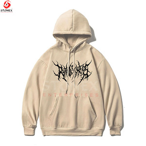Sweat-shirt à capuche personnalisé avec impression en relief, effet graphique surélevé, pour hommes, collection automne-hiver, services OEM - Product Image 4