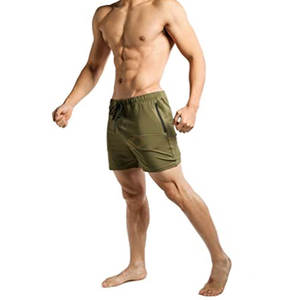 กางเกงขาสั้นออกกำลังกายผู้ชายเอวยางยืด แห้งเร็ว ระบายอากาศดี ลายเรียบ ผ้าโพลีเอสเตอร์/คอตตอน ราคาโรงงาน ขายส่งออนไลน์ - Product Image 1