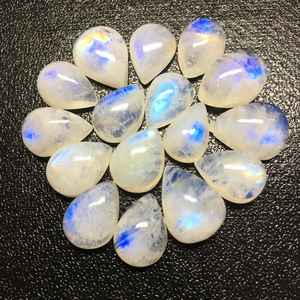 Natural Rainbow Moonstone Pear Cabochon Flat Back Loose Gemstones 3x5mm to 15x20mm Jewelry Making Stones - Product Image 5