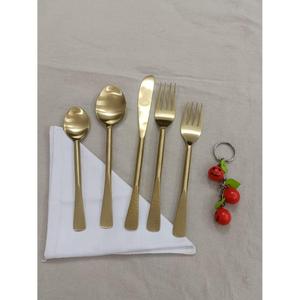 Stainless Steel Set Of 5 Flatware Ideal Kitchen Tabletop Home Hotel Use Gold Color Plated Finished Cutlery <b>Plain</b> Handle - Product Image 1
