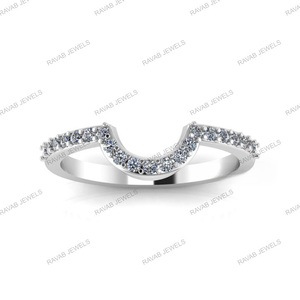 925 Sterling Silver Women's <b>Wedding</b> Semi Mount Ring Set Curved Half Eternity Tennis Band CZ Blank Breastmilk <b>Keepsake</b> Jewelry - Product Image 2