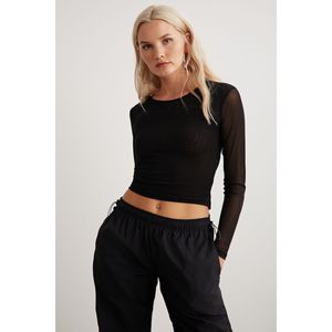 Chemise courte en tulle à col rond et détail de nœud au dos pour femme GRIMELANGE Derry - Product Image 4