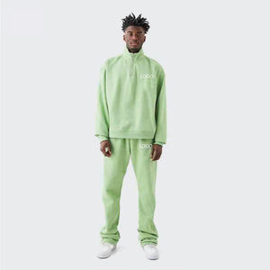 New Men's Flared Customized Stack Sweatpants Casual Oversized <b>1</b>/4 <b>Zip</b> Streetwear Baggy <b>Sweatshirt</b> Unisex Jogging Tracksuits Wear - Product Image 1