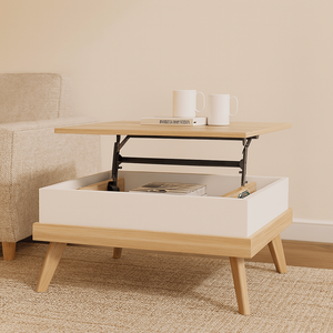 Mesa de Centro Convertible Apulia con Tapa Elevable, Mueble para el Hogar Resistente y Móvil con Altura Ajustable para Sala de Estar - Product Image 1