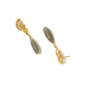 Boucles d'oreilles paon en laiton plaqué or 18 carats fabriquées à la main | Déclaration de mariage pour femmes à la mode | Jaipur Fabricant Exportateur - Product Image 3