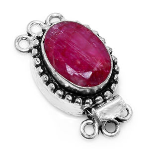 Antique Starling Silver 18k Gold Plated 26X15X10MM <b>Ruby</b> Gemstone Oval Box Clasp for Jewelry Making 1Strand 2Strand 3Strand B693 - Product Image 5