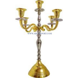 Ensemble de candélabres de décoration de table en or et argent à 5 bras Candélabres d'intérieur en acier inoxydable de grande taille en métal de qualité supérieure - Product Image 2