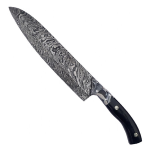 Cuchillo de Chef de Acero de Damasco con Espiga Gruesa y Mango de Madera, Apto para Lavavajillas, Alta Durabilidad para Uso Profesional en la Cocina - Product Image 4