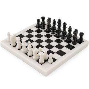 Jeu d'échecs en marbre fait main, ensemble de plateau d'échecs personnalisé, artisanat classique, design luxueux avec incrustations, sculpture décorative, cadeau artisanal - Product Image 1