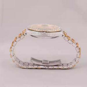 นาฬิกาเพชรมอิสซาไนท์รุ่นสีทองสุดเย็นคุณภาพสูงหน้าปัดเลขอารบิกที่เป็นเอกลักษณ์สายสแตนเลสใหม่ทนทานต่อน้ำ - Product Image 2