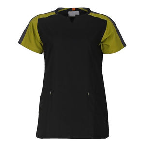 Venta al por mayor personalizado mujeres Hospital uniforme enfermería Scrubs Tops cuello vuelto con tubería blanca cuidado de la salud enfermera túnica superior - Product Image 2