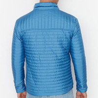 Veste matelassée en toile brodée sur mesure pour homme, bleu ciel, manteau d'hiver ultra léger, isolé, imperméable, à capuche, écologique